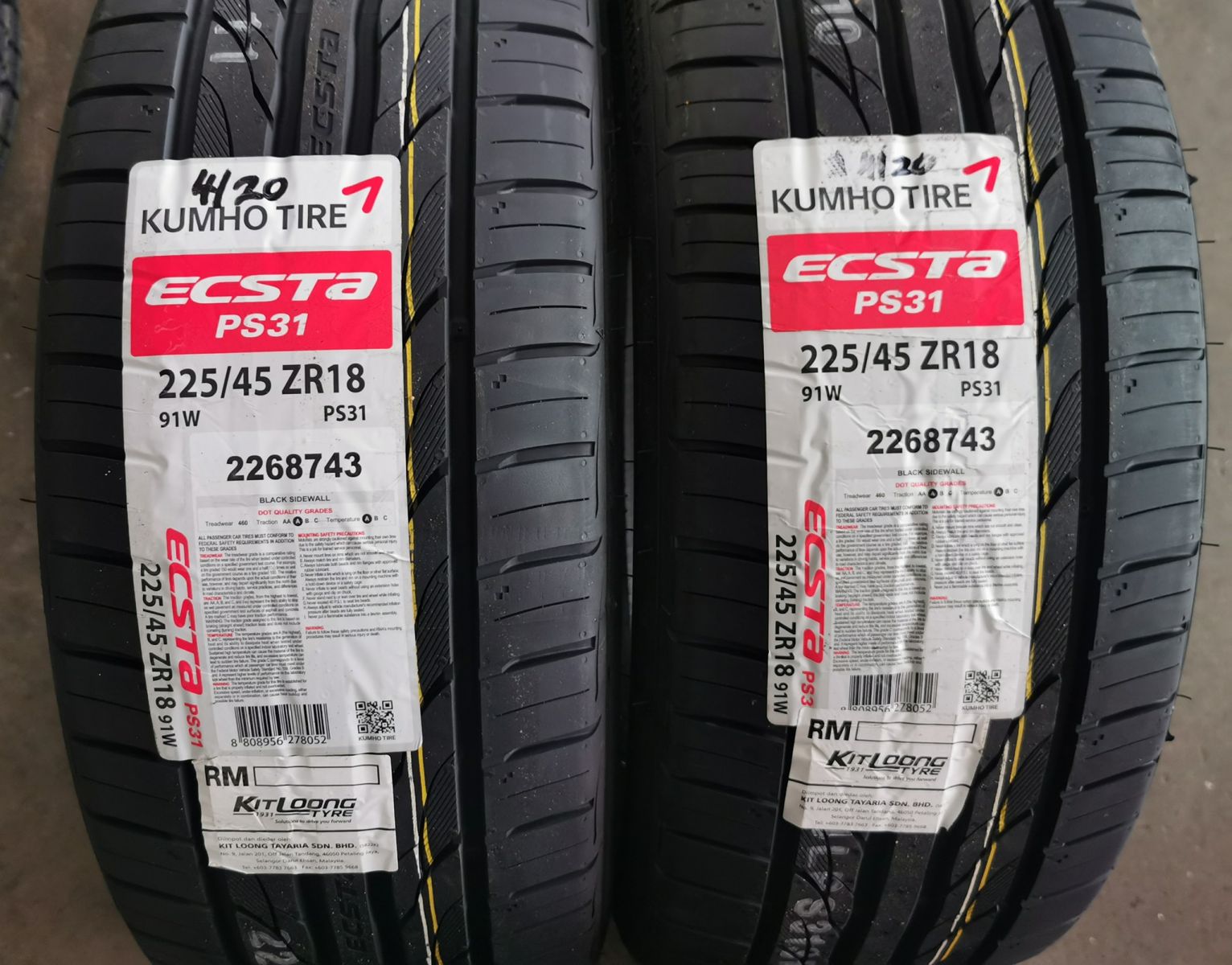 lốp ô tô 225/45ZR18 kumho ecsta ps31