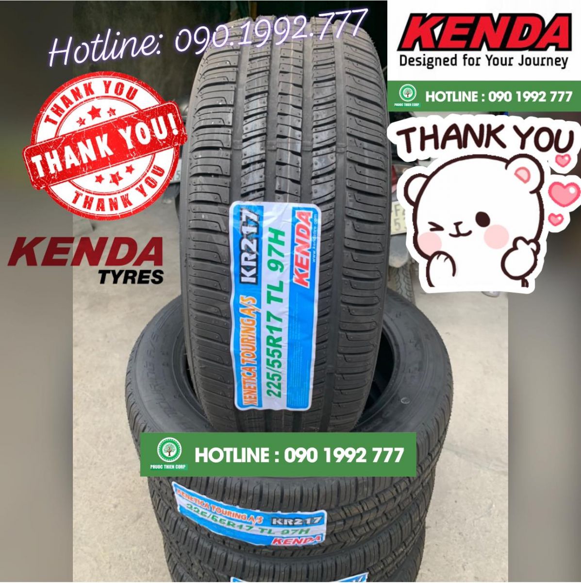 lốp 225/55R17 kenda kr217 hàng xuất khẩu