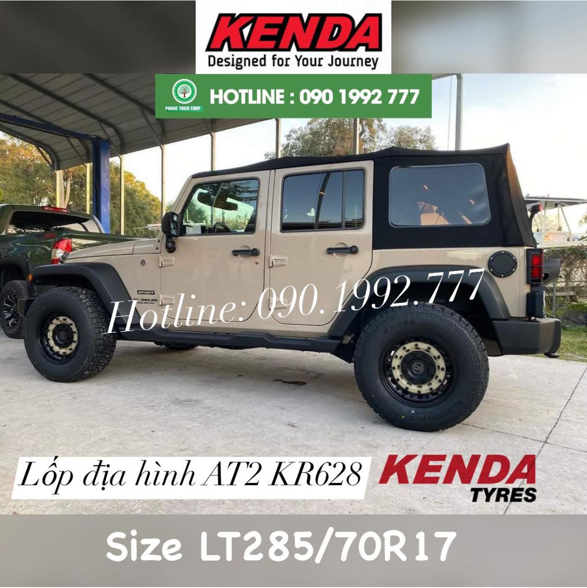 jeep wranger thay lốp offroad 285/70R17 kenda kr628 at2