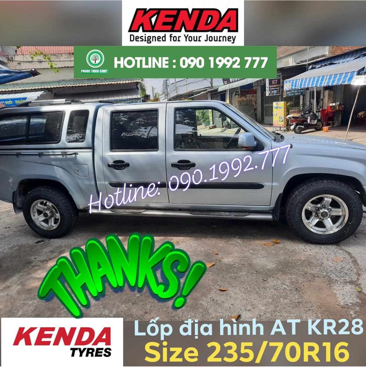 Độ lốp offroad 235/70R16 Kenda KR28 (AT) cho xe bán tải Mekong PMC