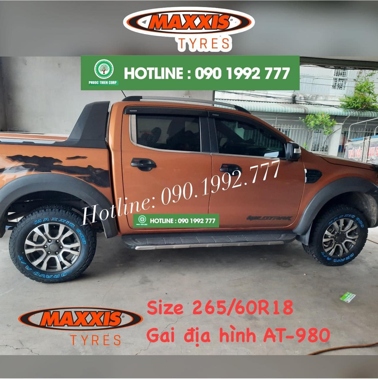 Độ lốp offroad 265/60R18 Maxxis AT980 cho Ford Ranger Wildtrack